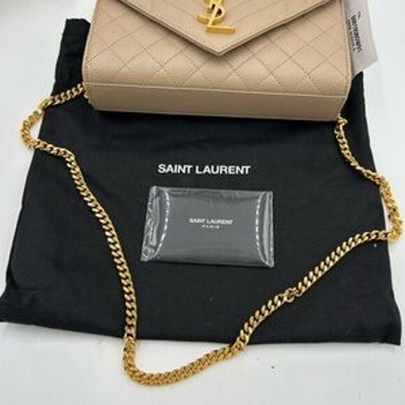 Women's SaintLaurent YSL envelope quilted grain , embossed leather made in Italy - Picture 5 of 13